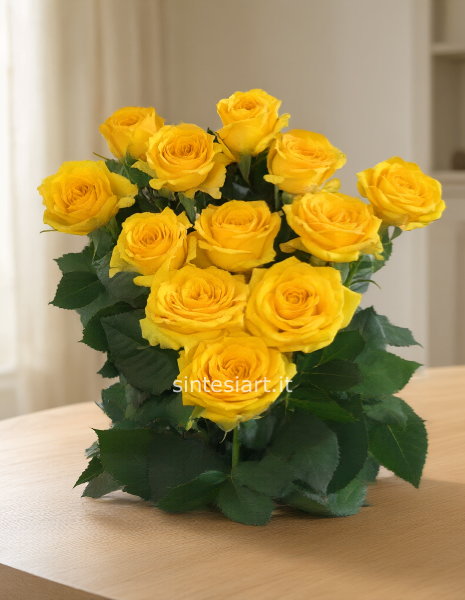 Rose gialle a steli, prima scelta, lunghezza 60 cm